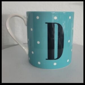kate spade letter D teal polkadot Kate Spade Lenox what's in a name initial mug